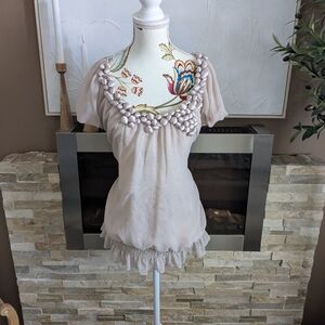 Willi Smith Lavender Blouse with Floral Accents